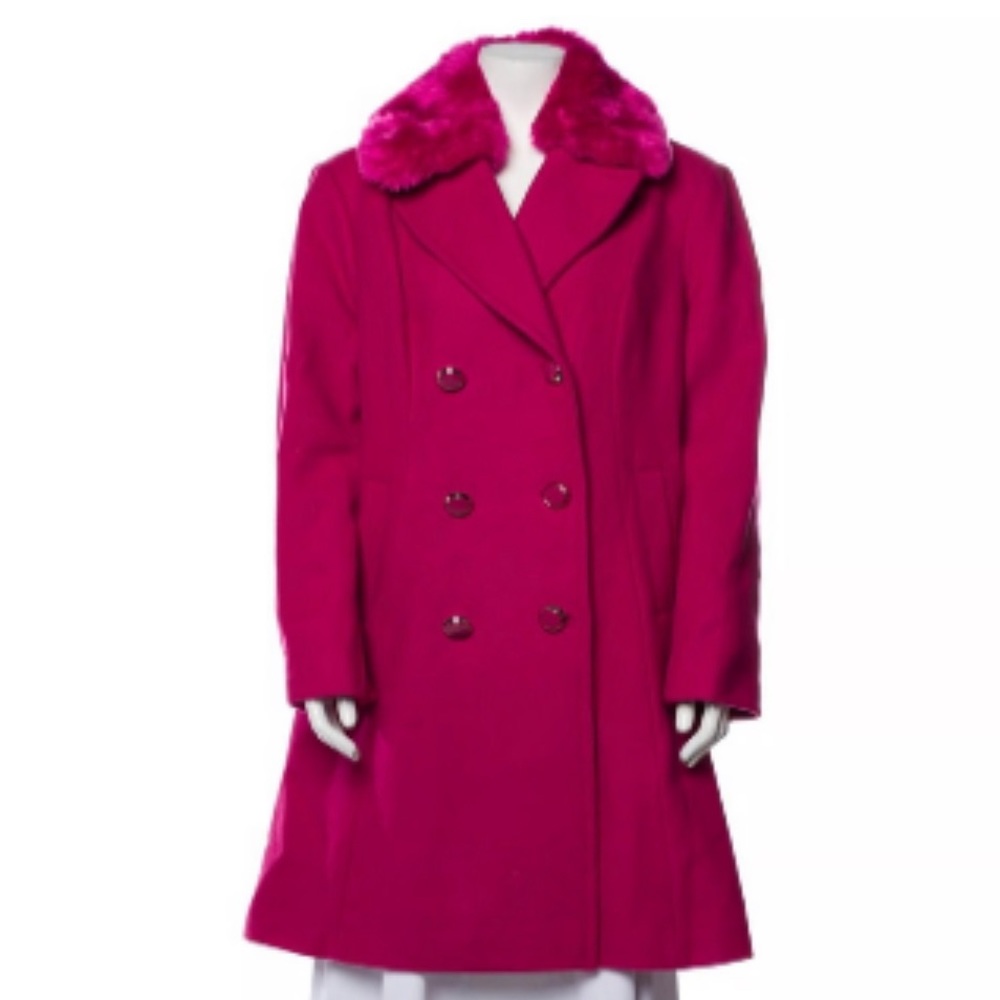 Hot Pink Kate Spade Coat. XL Removable Fur Collar